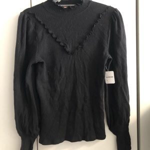 Black Frilly Mock Neck